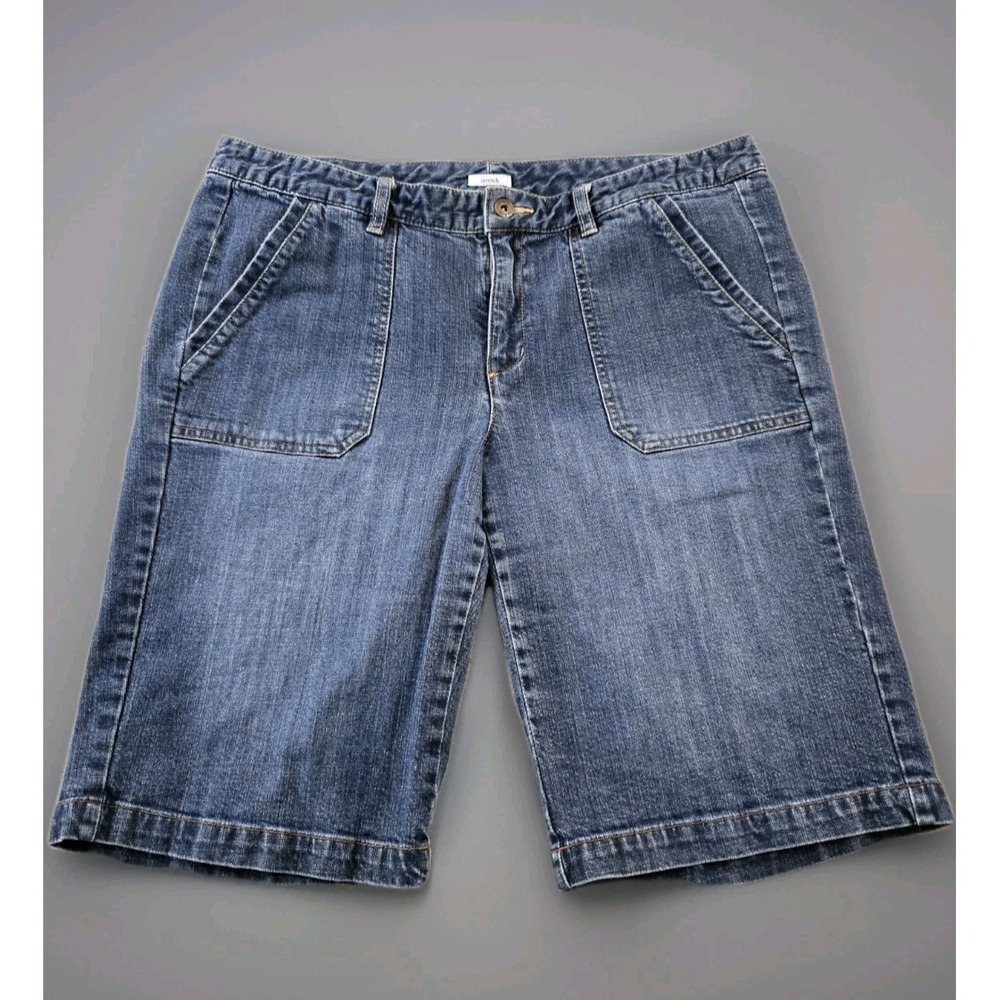 Liz & Co. Women's Denim Jean Bermuda Shorts Mid Rise Stretch 12" Inseam Size 16